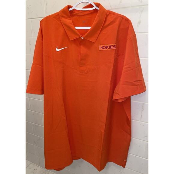Virginia Tech Hokies Polo Shirt Orange Performance Nike Dri Fit 3XL NWT - Picture 1 of 9